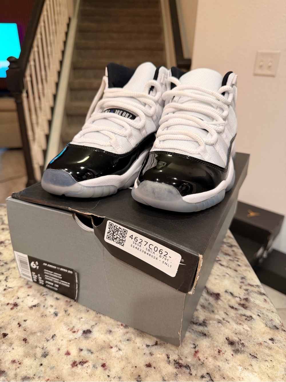Jordan Kids White and Black Low-Top Sneakers